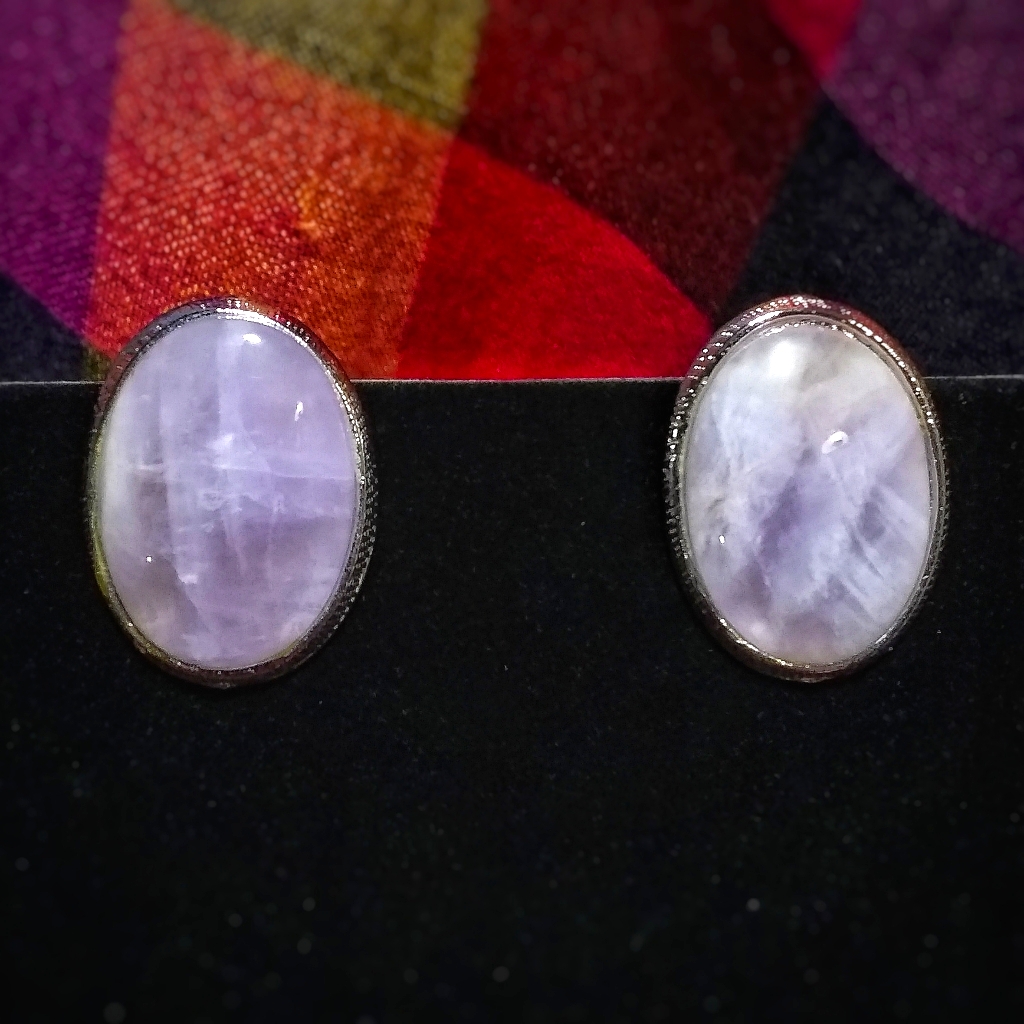 Carol Dauplaise Lavender Oval Clip Earrings